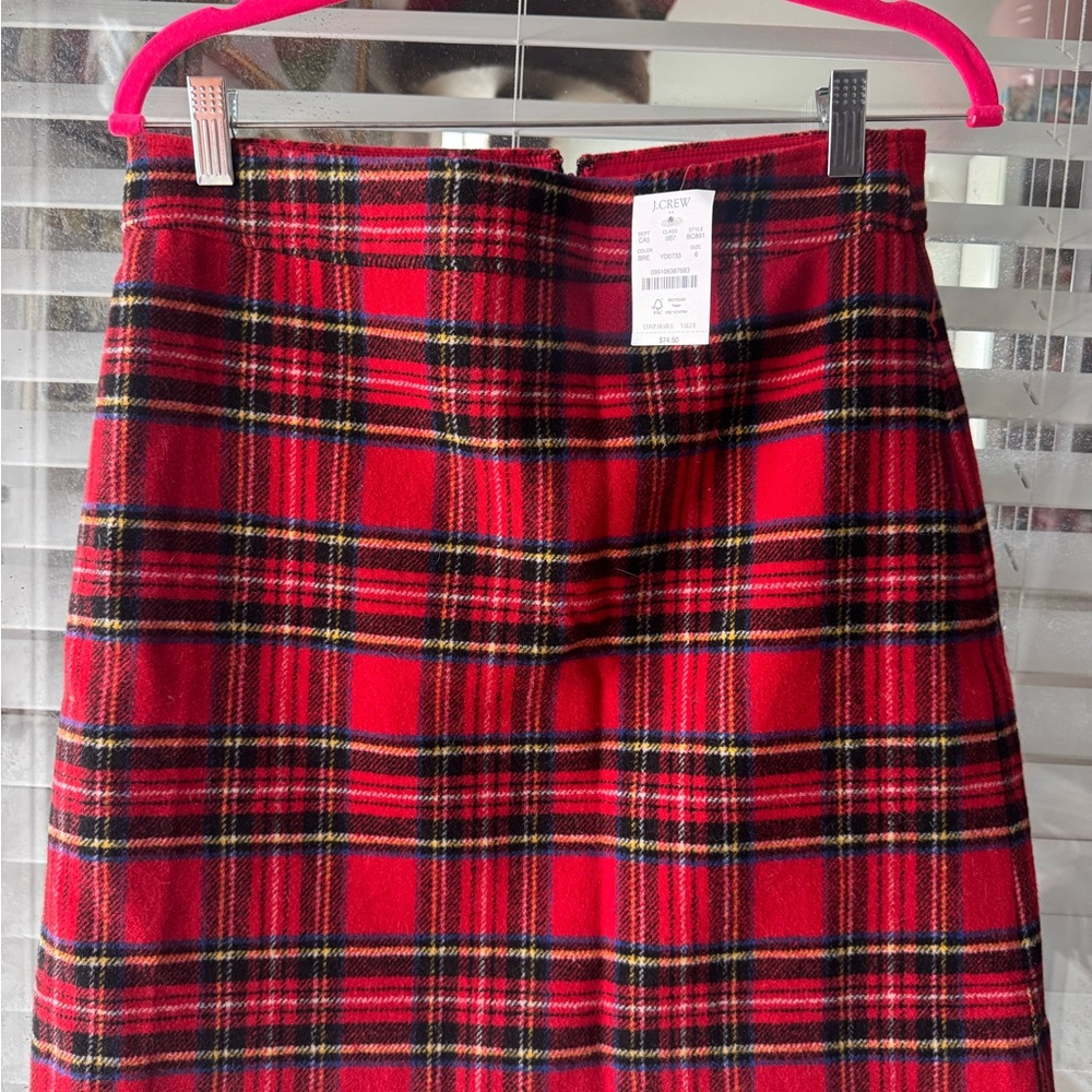 NWT $74.50 J. Crew Red Plaid Women's Skirt
